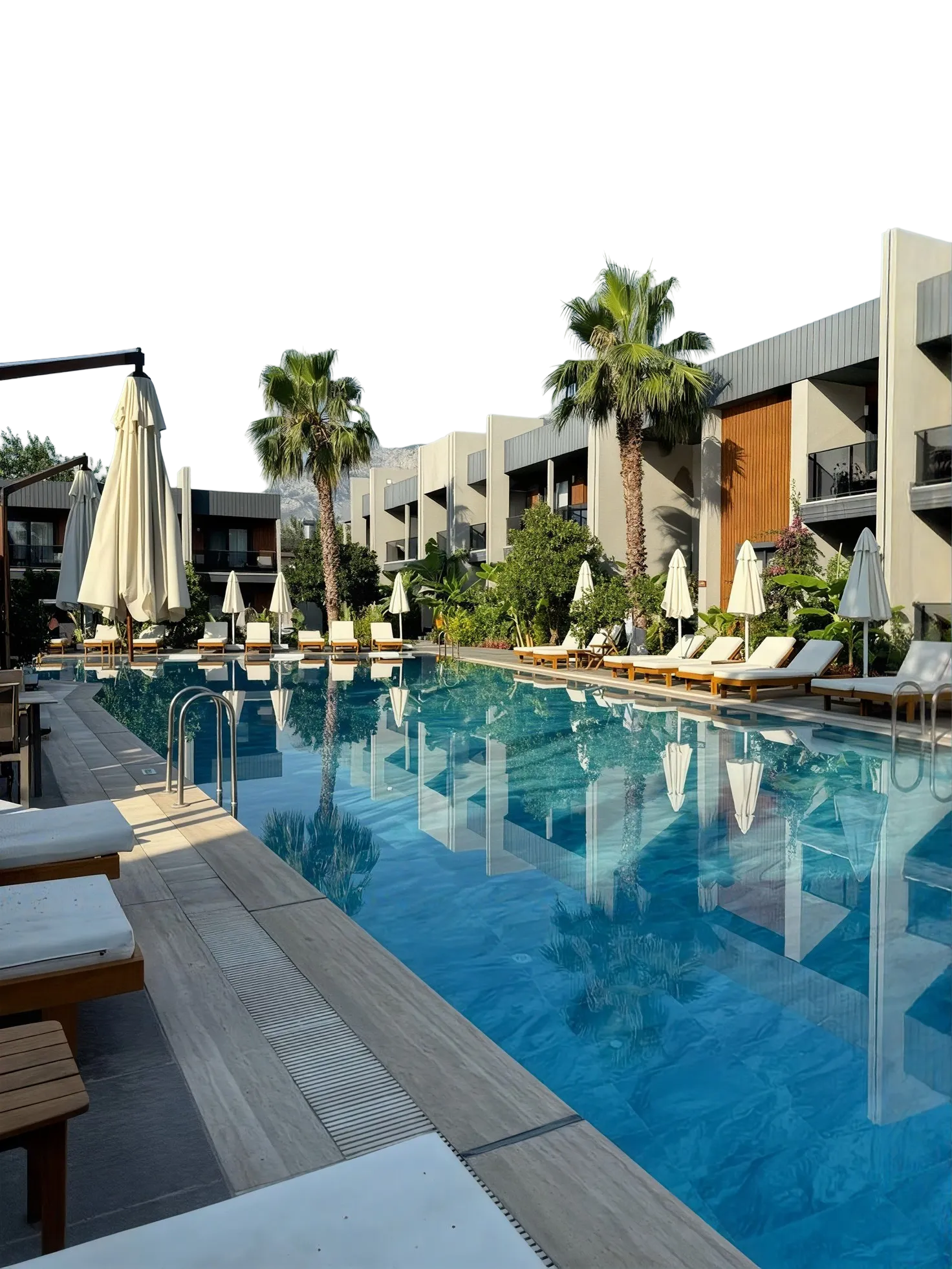 Resort villas among palm trees